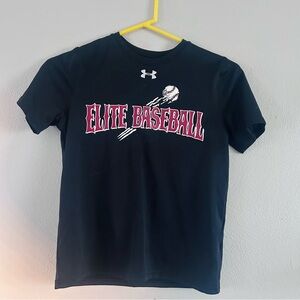 Under Armour Kids Elite Baseball Black T-Shirt. Heat Gear Size Youth Medium